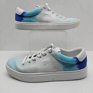 Polo Ralph Lauren Court125 Shoes Womens Tie Dye Turquoise Royal Aqua Canvas 6.5